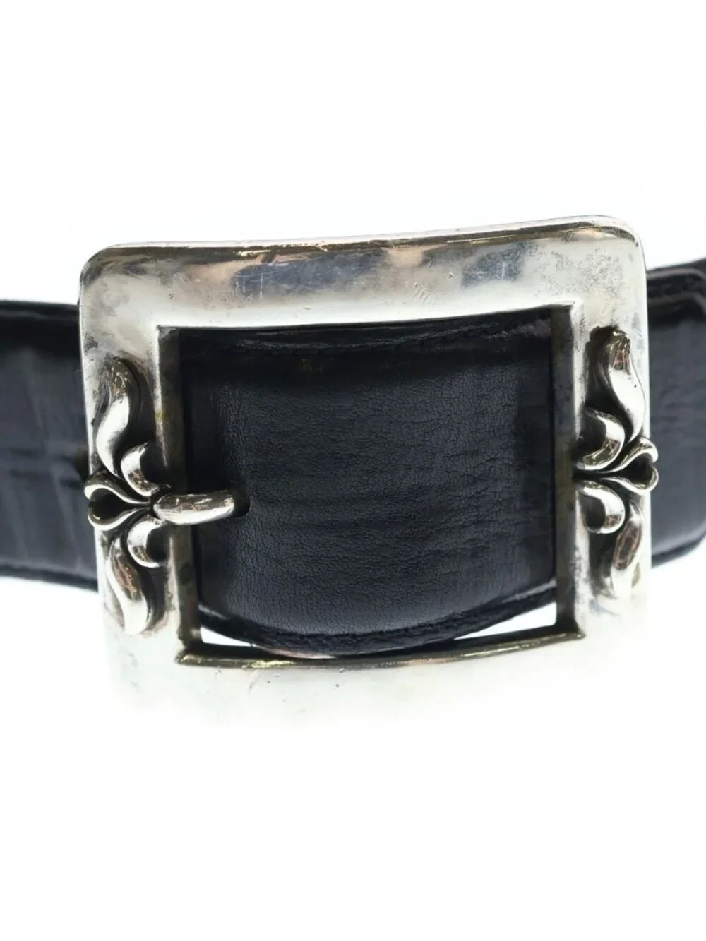 Chrome Hearts 1.5 Otj Belt Filigree Otj Leather Black Silver